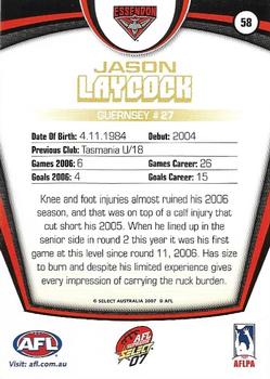2007 Select AFL Supreme #58 Jason Laycock Back